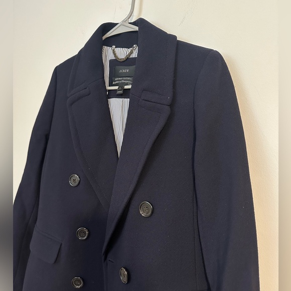 J. crew Double Cloth wool blend navy peacoat short button lady jacket fall coat - Picture 3 of 6